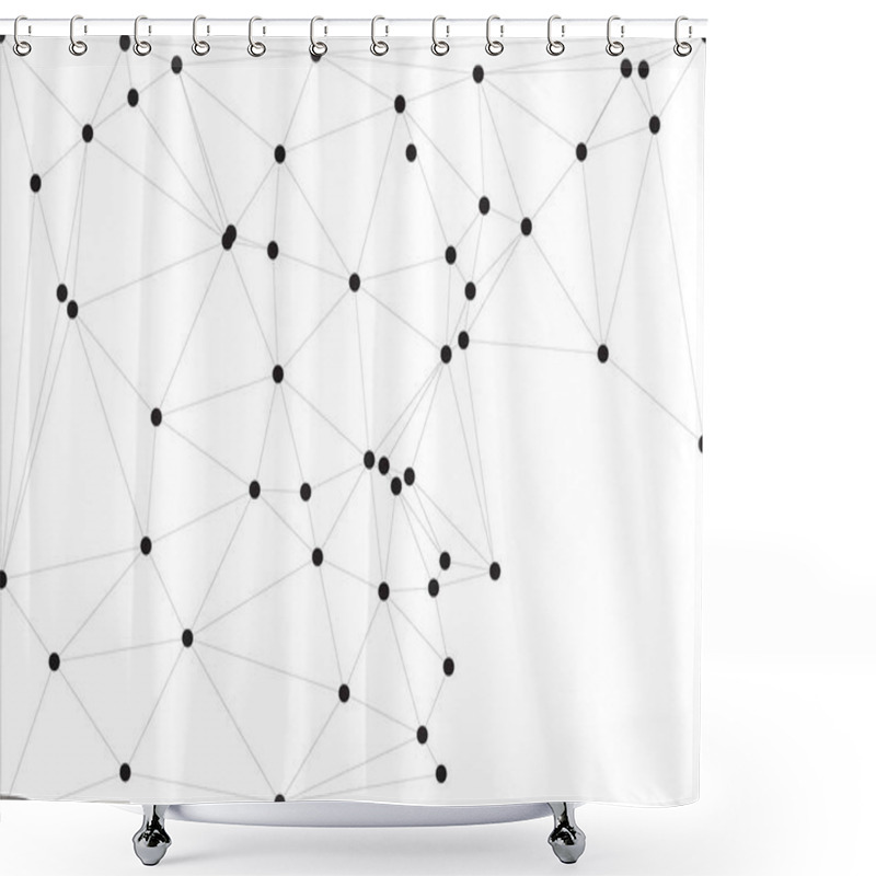 Personality  Abstract Polygonal Mesh With Black Nodes And Thin Lines, Creating A Minimalist Geometric Network Pattern Shower Curtains