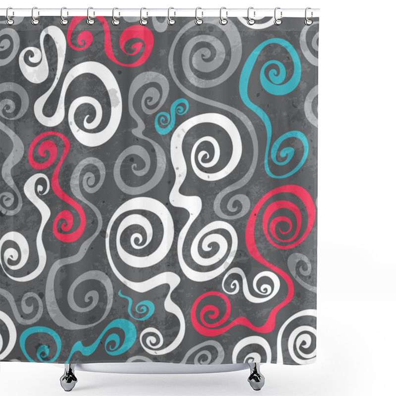 Personality  Abstract Grunge Seamless Pattern With Curved Spirals Shower Curtains