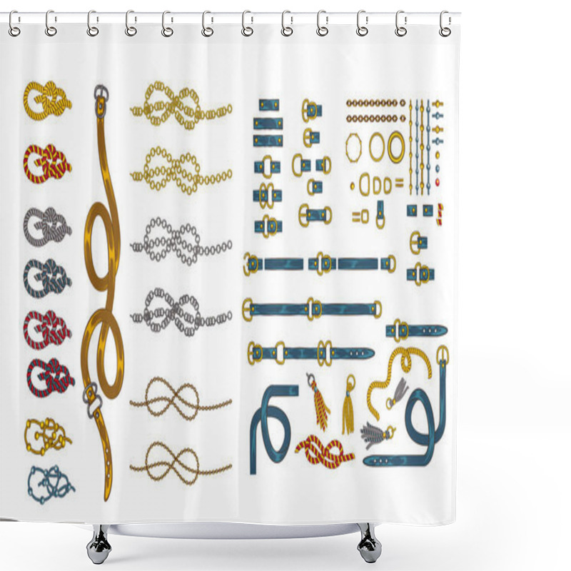 Personality  Set On Chain Straps Braids And Pendant Jewelry Print On Fabric S Shower Curtains