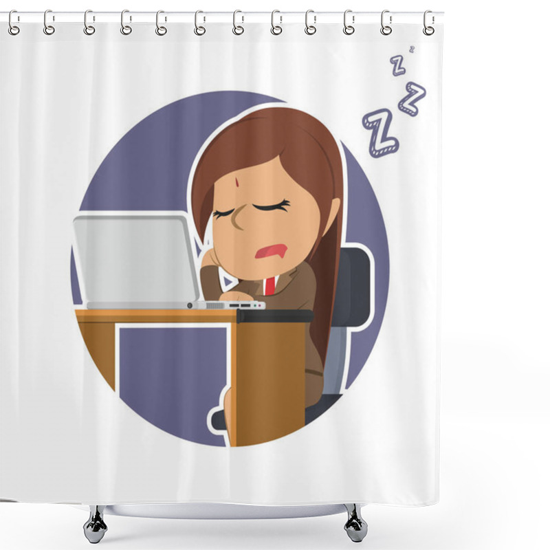 Personality  Indian Businesswoman With Laptop Sleeping In Circle Shower Curtains