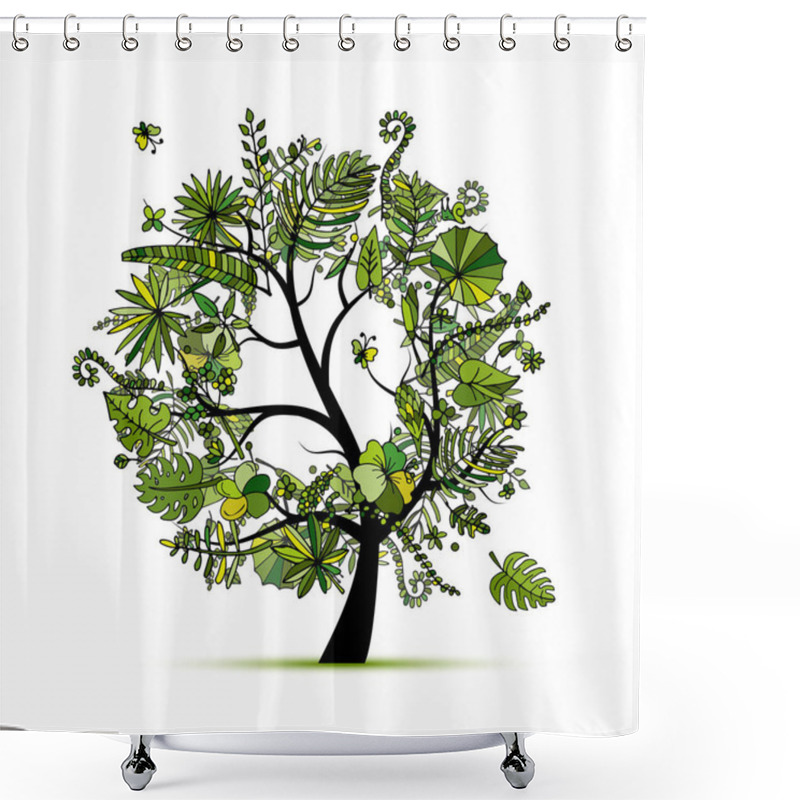 Personality  Tropical Tree Concept, Sketch For Your Design Shower Curtains