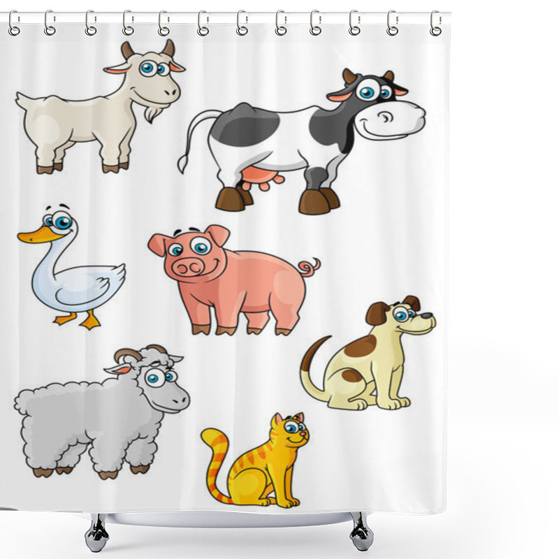 Personality  Cartoon Cow, Dog, Sheep, Pig, Cat, Goat, Goose Shower Curtains