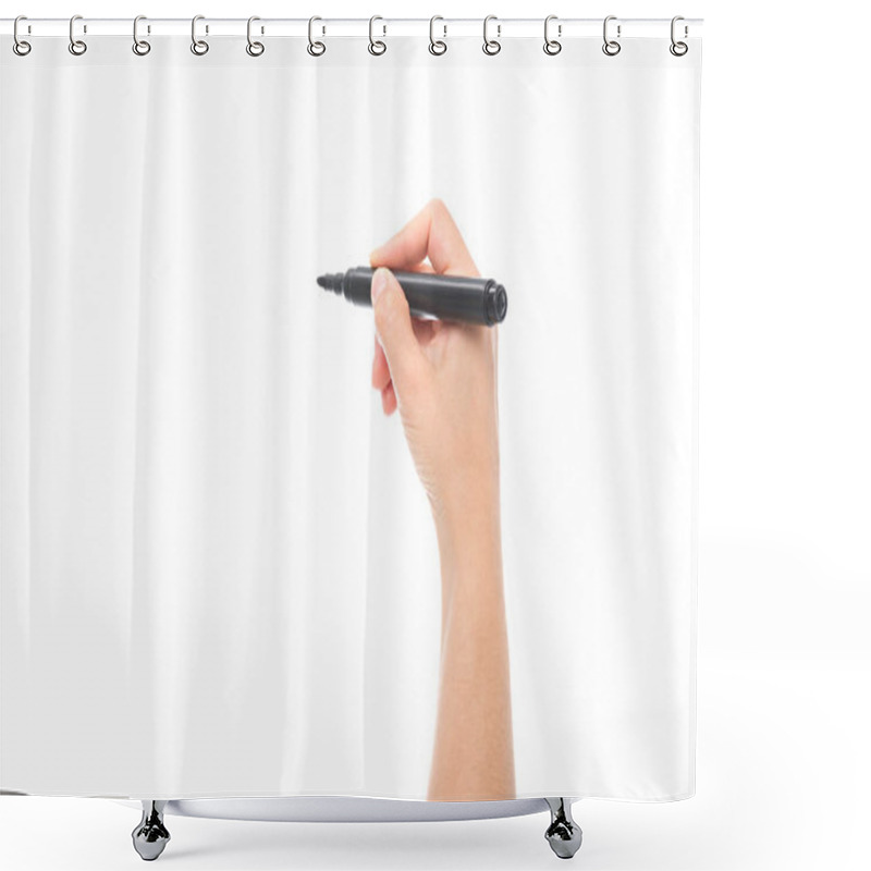 Personality  Hand Holding Marker Shower Curtains