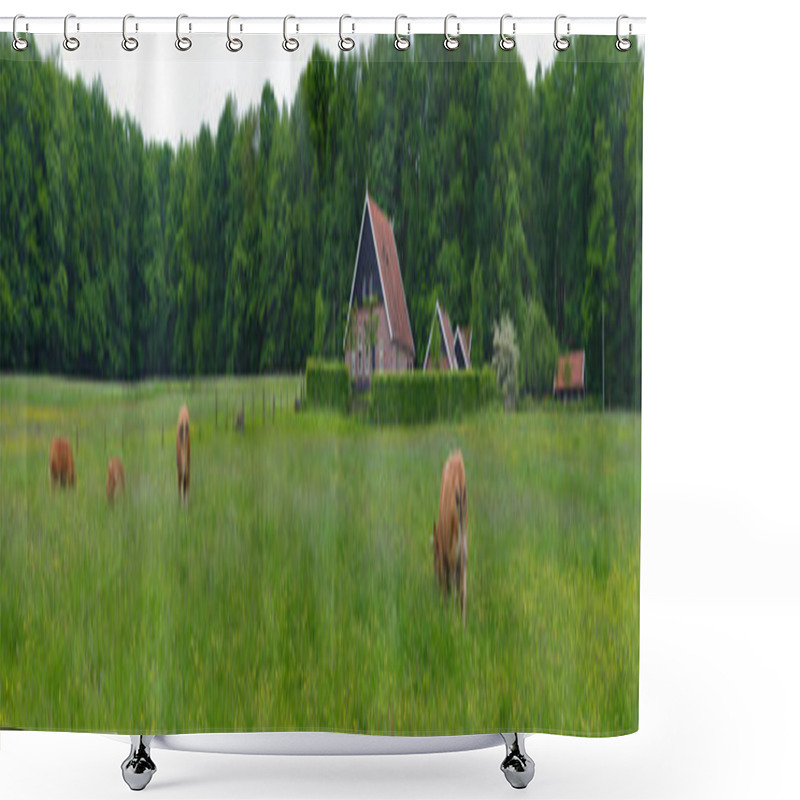 Personality  Meadow With Cows Shower Curtains