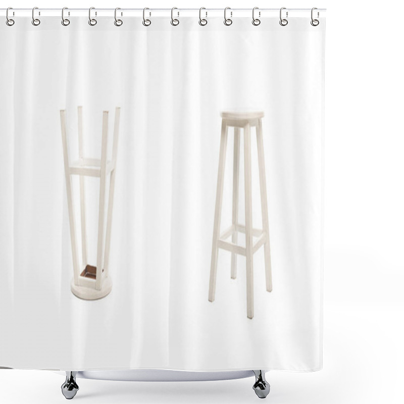 Personality  White Modern Chairs Isolated On White Shower Curtains