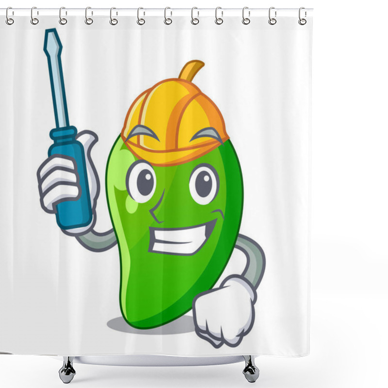 Personality  Automotive Green Mango Isolated With The Mascot Vector Illustration Shower Curtains