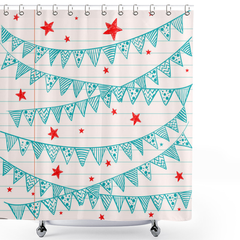 Personality  Bunting Flags On A Lined Notebook Paper. Shower Curtains