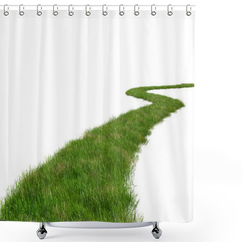 Personality  Path Way With Grass On White Background With Copy Space Isolated On White - 3D-Illustration Shower Curtains