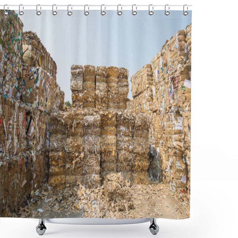 Personality  Paper Pile And Piece Of Cardboard At The Recycle Industry Paper Plant Shower Curtains