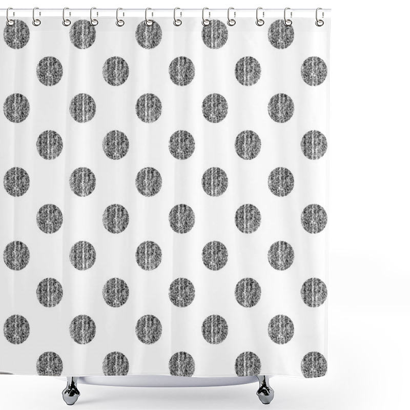 Personality  Seamless Pattern With Black Polka Dots Shower Curtains