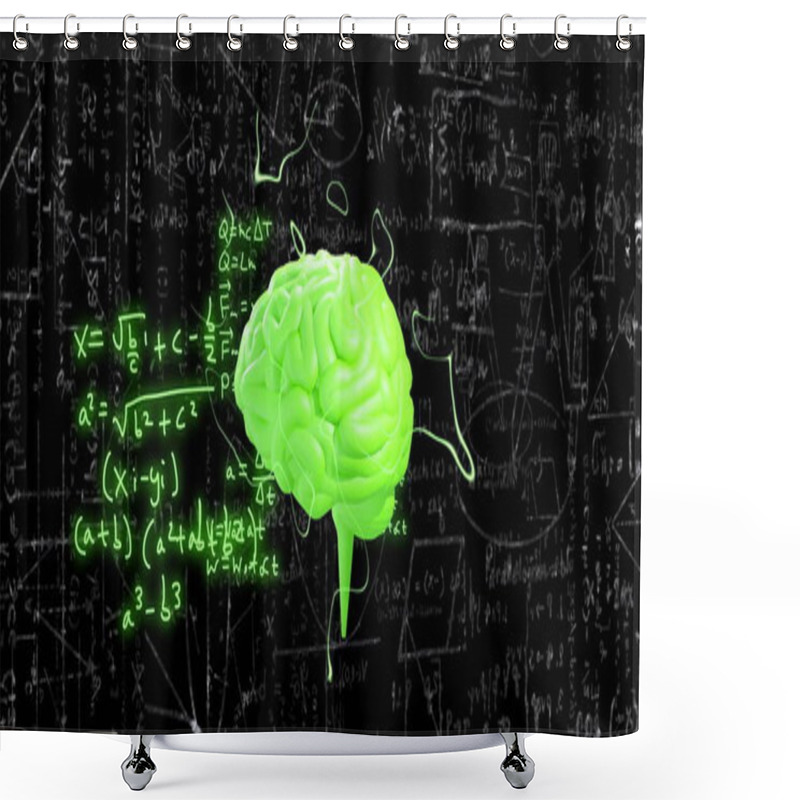 Personality  Image Of Human Brain And Mathematical Data Processing. Global Business, Connections, Computing And Data Processing Concept Digitally Generated Image. Shower Curtains