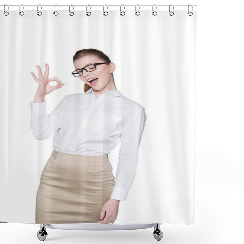 Personality  Okay Sign Shower Curtains