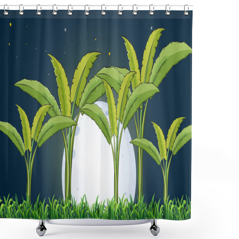 Personality  A Banana Plantation Under The White Fullmoon Shower Curtains