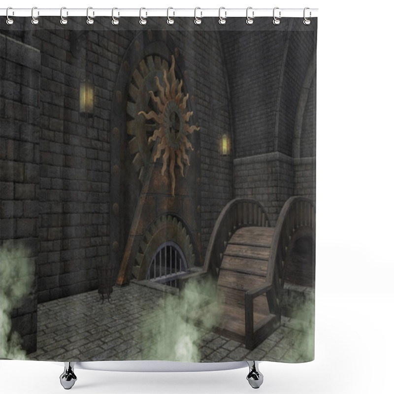 Personality  An Empty Fantasy Dungeon/vault With Odd Green Smoke. Shower Curtains