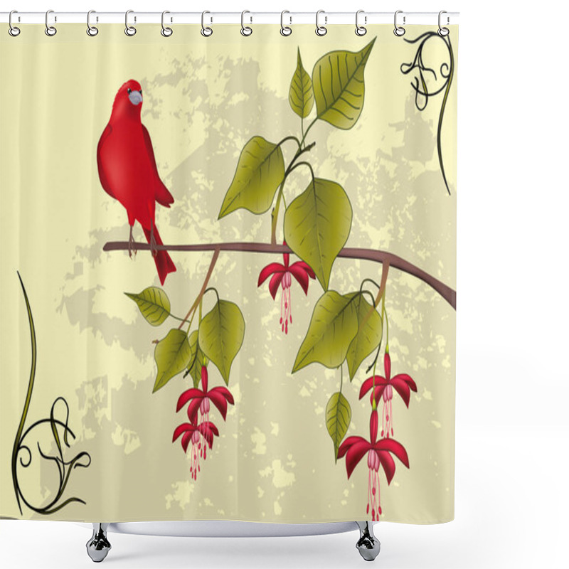 Personality  Tree With Flowers An Ornament Shower Curtains