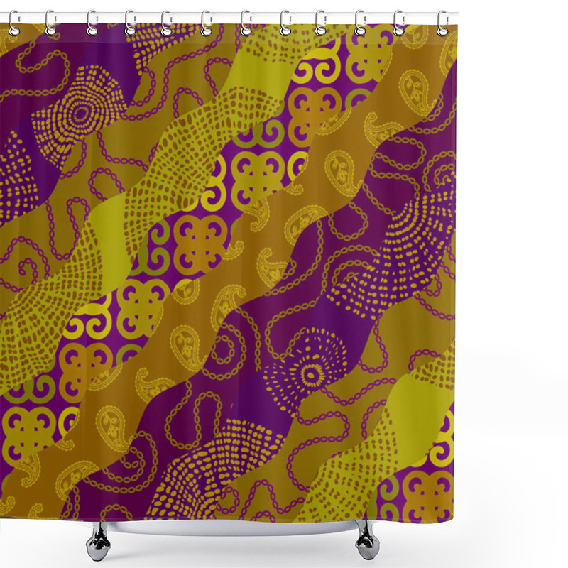 Personality  Patchwork Textile Pattern. Seamless Quilting Design Background. Shower Curtains