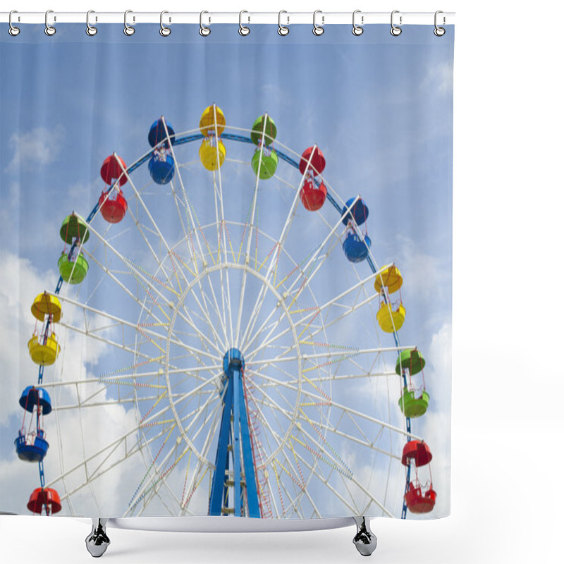 Personality  Ferris Wheel Detail On A Blue Sky Shower Curtains