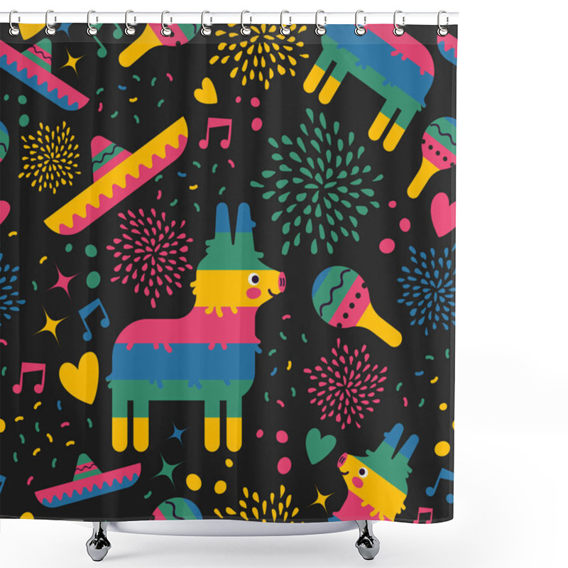 Personality  Mexican Pattern Background Of Cute Mexico Art Shower Curtains