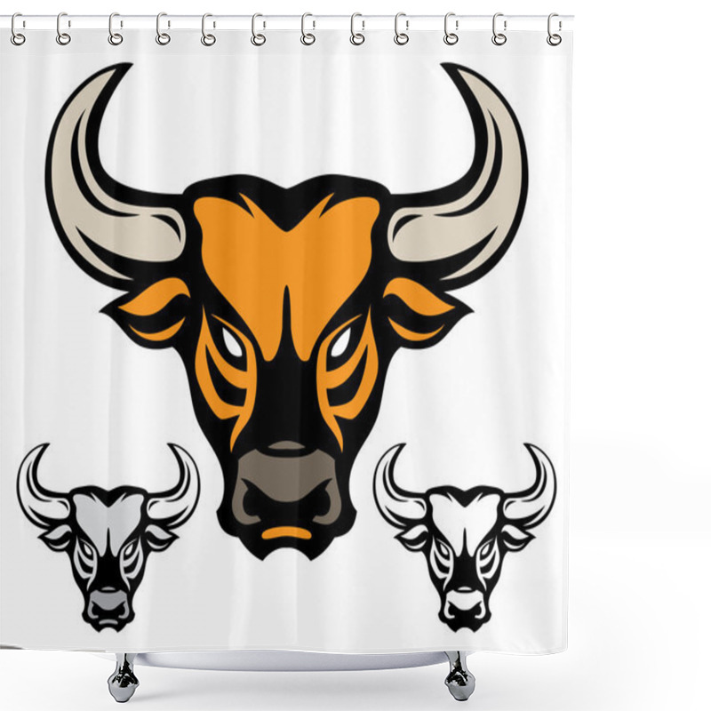 Personality  Head Of Bull Isolated On White Shower Curtains