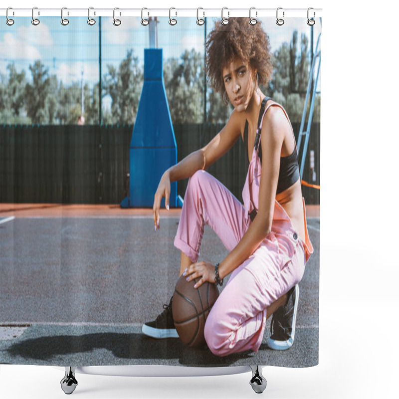 Personality  African-american Woman At Sports Court Shower Curtains