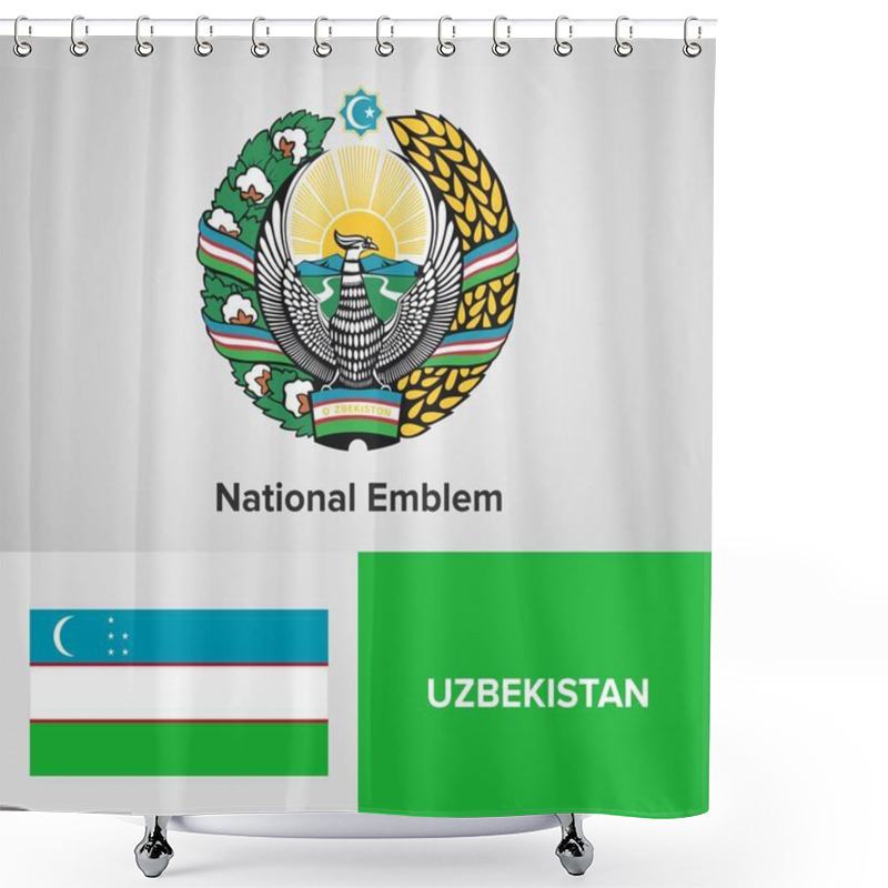 Personality  Uzbekistan  National Emblem And Flag  Shower Curtains