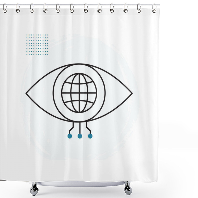 Personality  AI-Driven Global Eye For Visual Recognition Vector Icon Design, Computer Vision, Machine Learning Shower Curtains