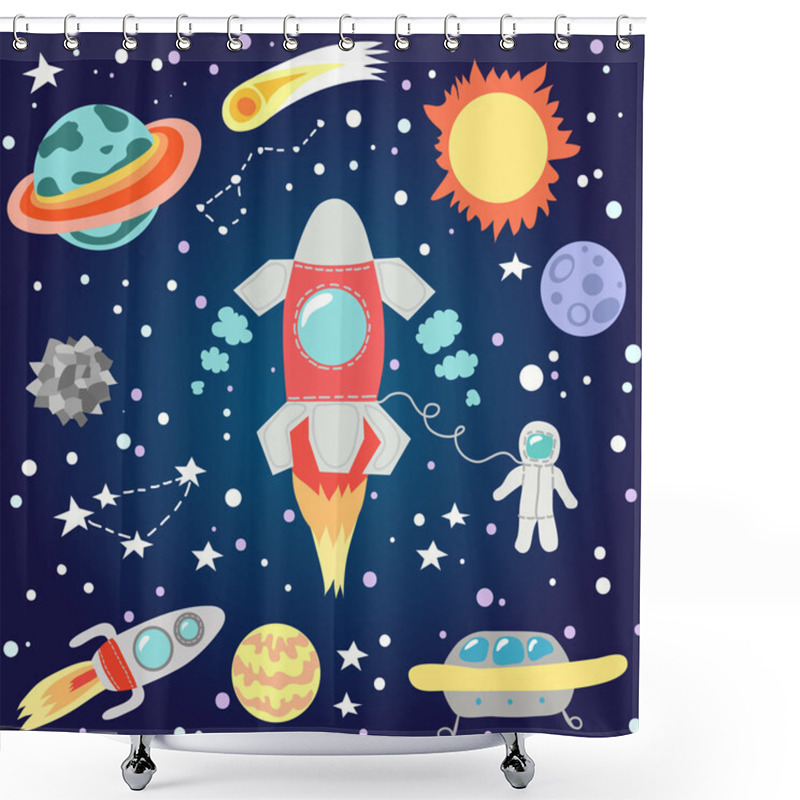 Personality  Seamless Outer Space Pattern. Shower Curtains