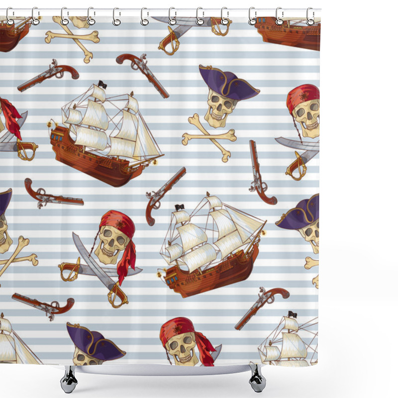 Personality  Pirates Seamless Pattern Shower Curtains