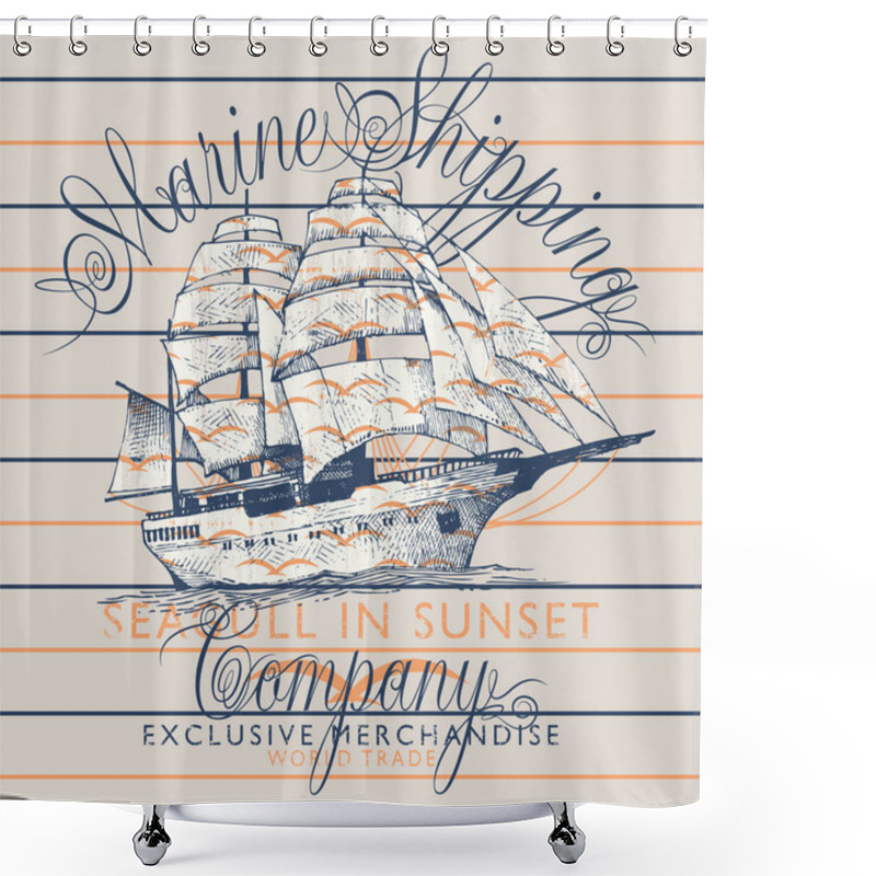 Personality  Marine Department Logo Vector Illustration  Shower Curtains