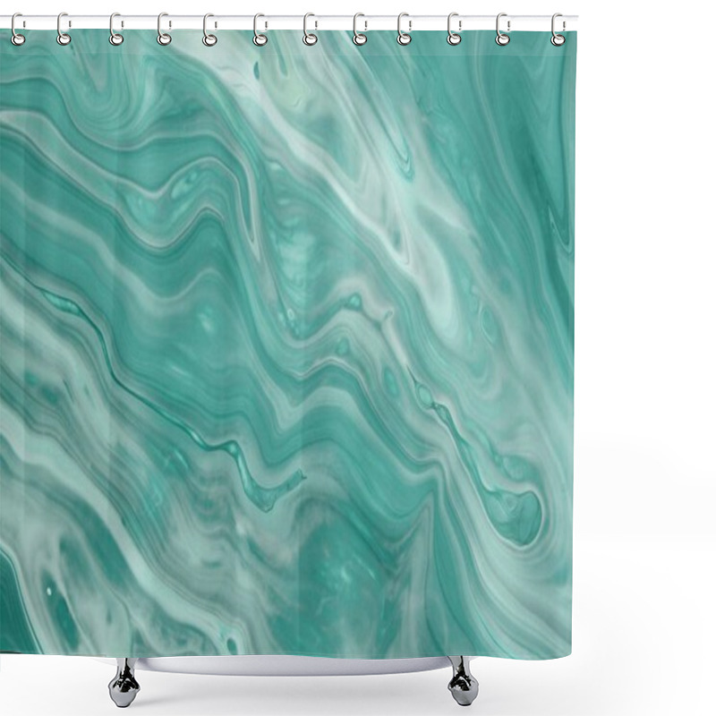 Personality  Full Frame Shot Of Smeared Turquoise Paint For Background Shower Curtains