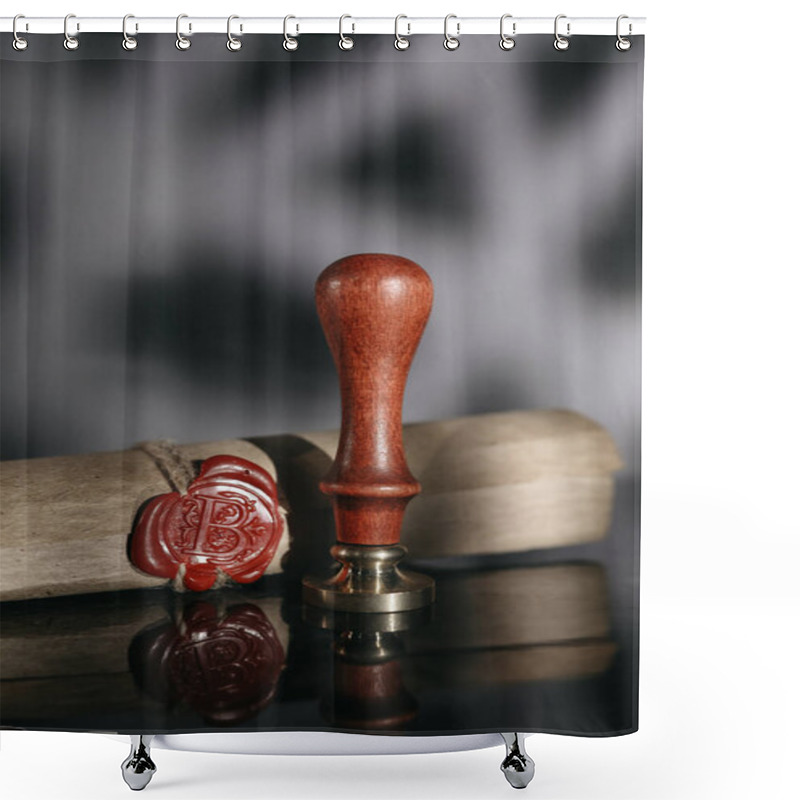 Personality  Last Will Theme. Document With Wax Seal And Stamp In Notary Office Shower Curtains