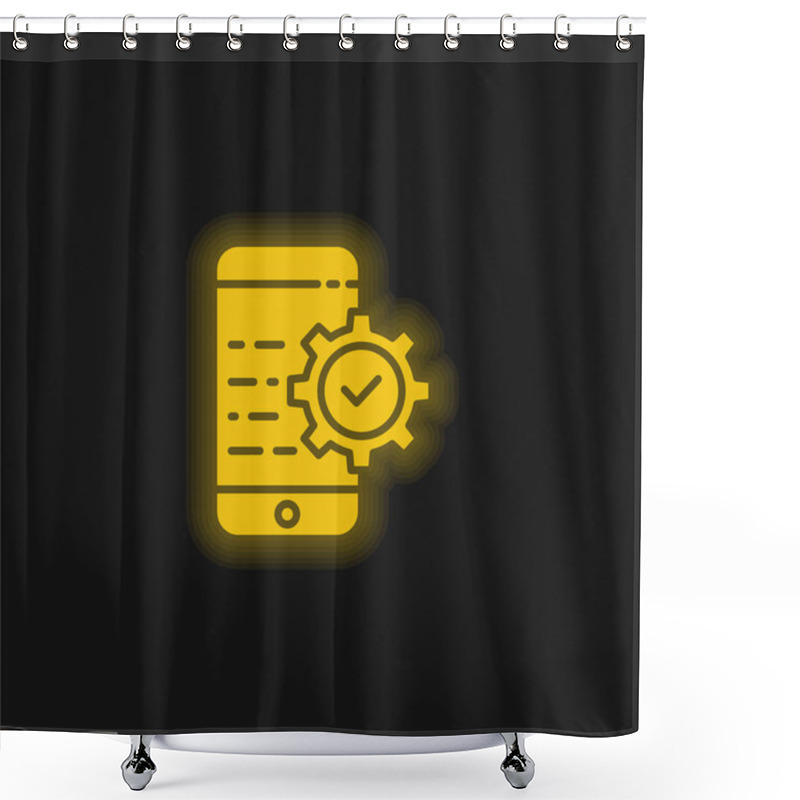 Personality  Application Yellow Glowing Neon Icon Shower Curtains