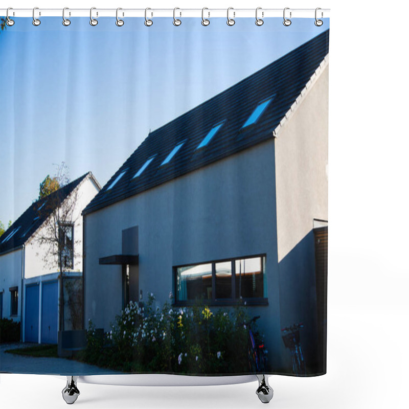 Personality  Modern Family House In Munich, Blue Sky Shower Curtains