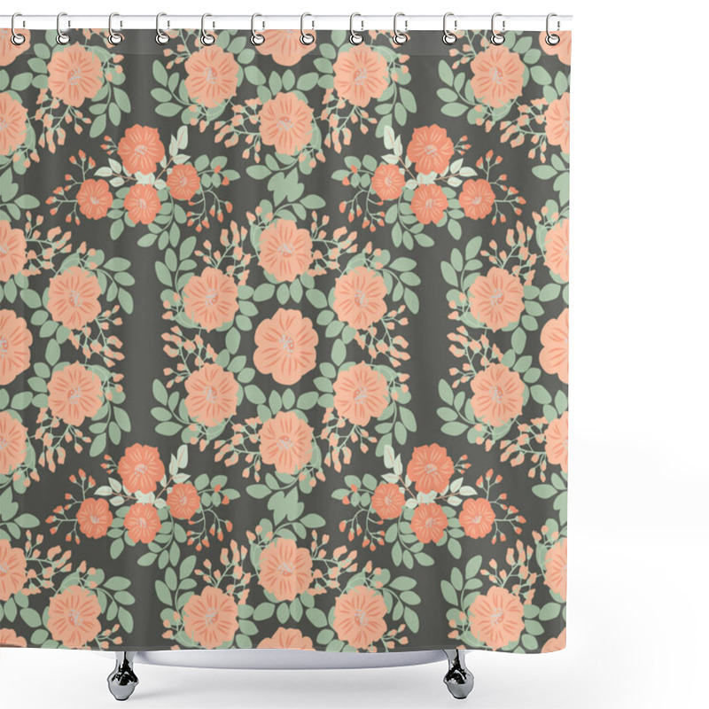 Personality  Seamless Plant Pattern With Antique Folk Flowers. Shabby Chic Style Millefleurs. Floral Background For Textile, Wallpaper, Covers, Surface, Print, Wrap, Scrapbooking, Decoupage. Shower Curtains