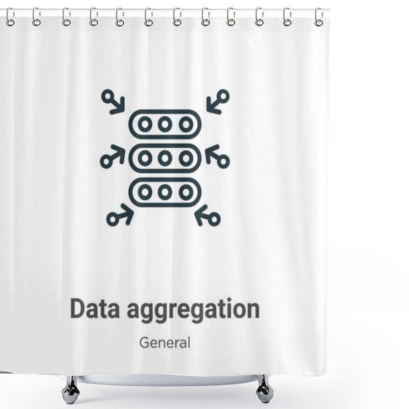 Personality  Data Aggregation Outline Vector Icon. Thin Line Black Data Aggregation Icon, Flat Vector Simple Element Illustration From Editable General Concept Isolated Stroke On White Background Shower Curtains