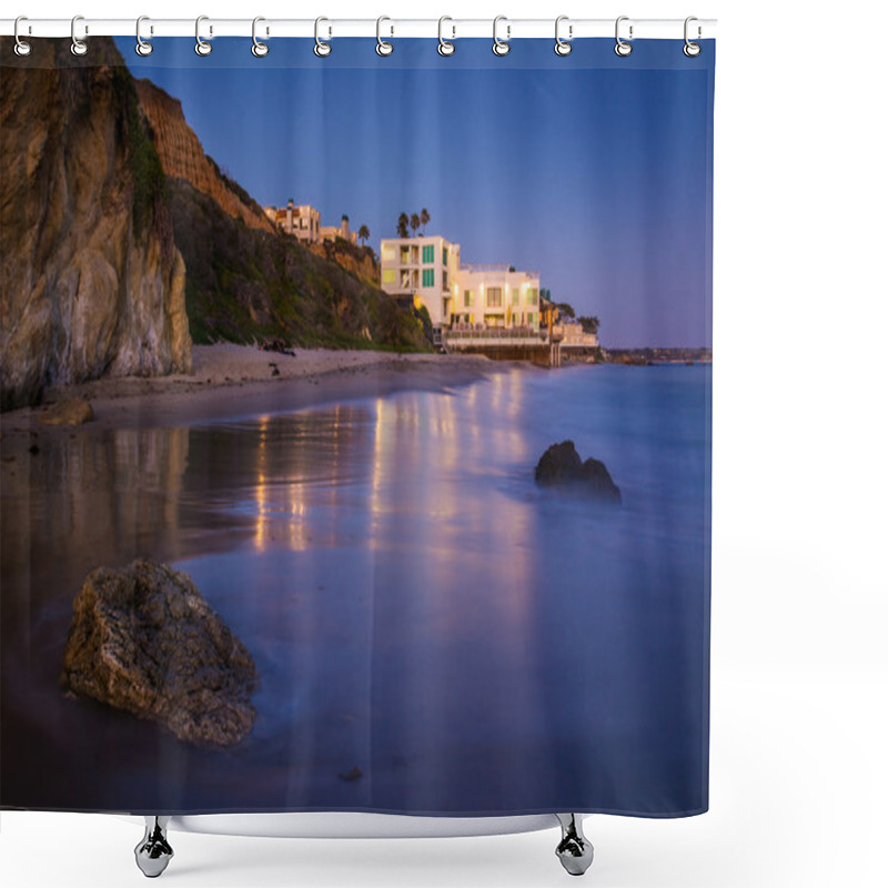 Personality  Modern House On The Beach At Night, Seen From El Matador State B Shower Curtains