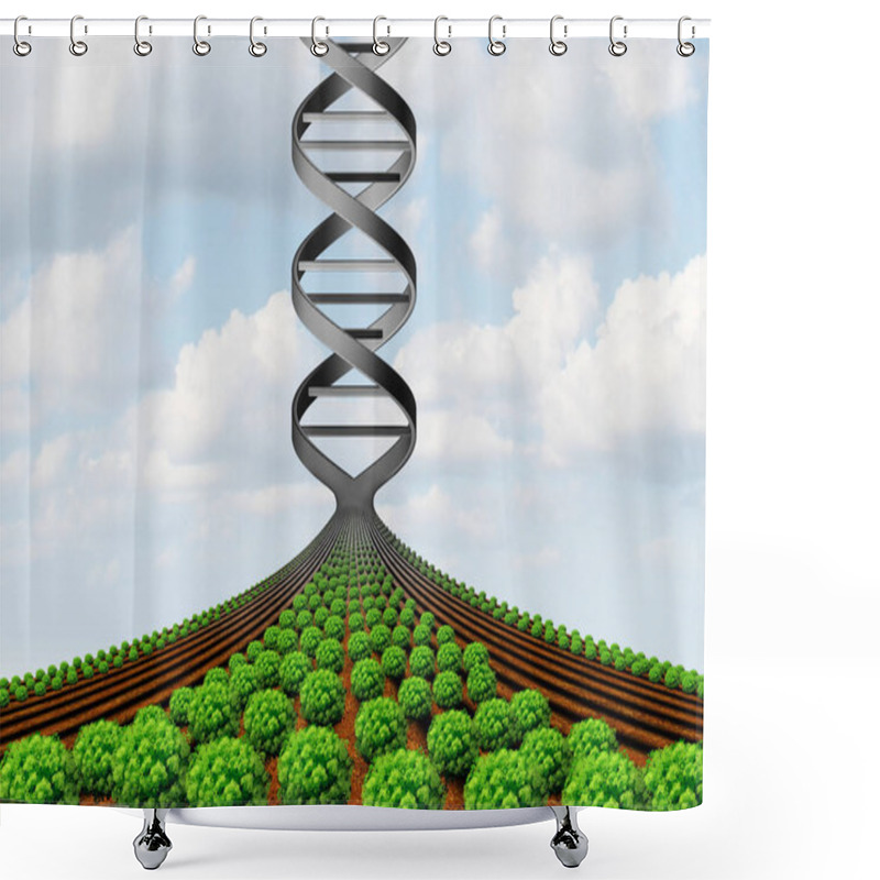 Personality  GMO Farming And Agricultural Genetics And Genetically Modified Crops Or Growing Food Biotechnology Science And Farm Yield Technology With 3D Illustration. Shower Curtains