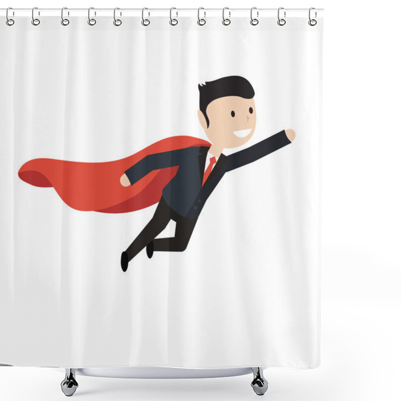 Personality  Super Businessman Flies Up. Business Concept Illustration. Shower Curtains