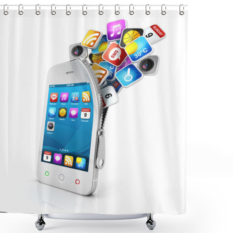 Personality  3d Open Smartphone Shower Curtains