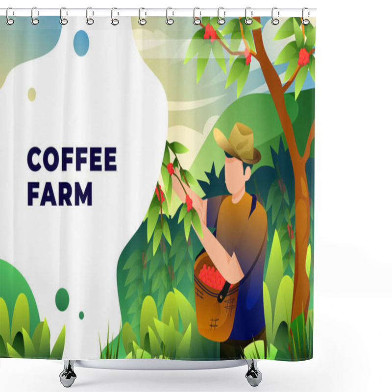 Personality  Coffee Farm - Vector Illustration Shower Curtains