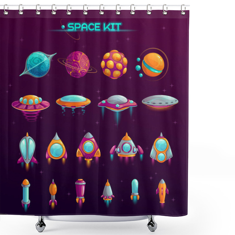 Personality  Cartoon Space War Concept. Shower Curtains