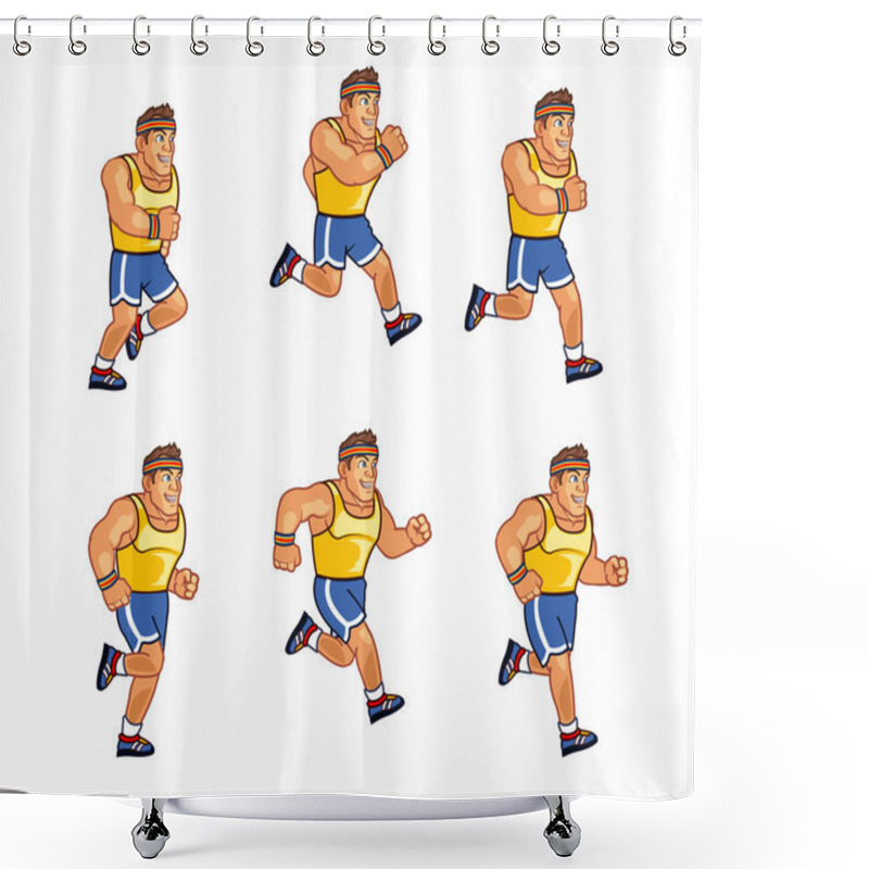 Personality  Marathon Runner Animation Sprite Shower Curtains