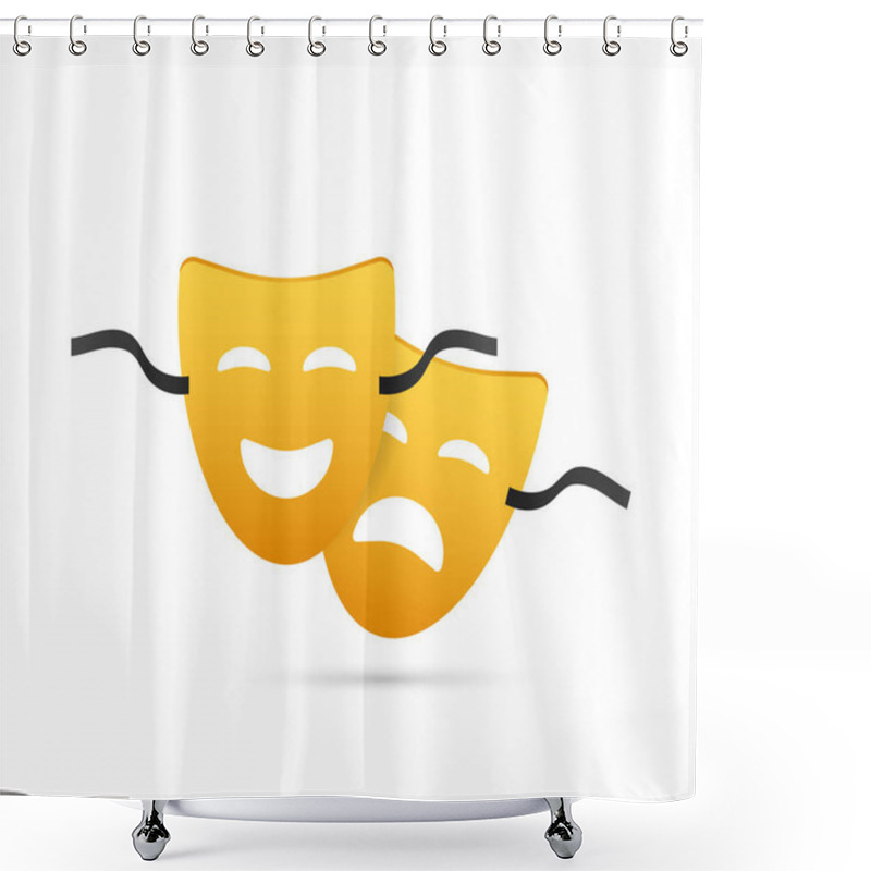 Personality  Comedy And Tragedy Theatrical Masks. Vector Stock Illustration Shower Curtains