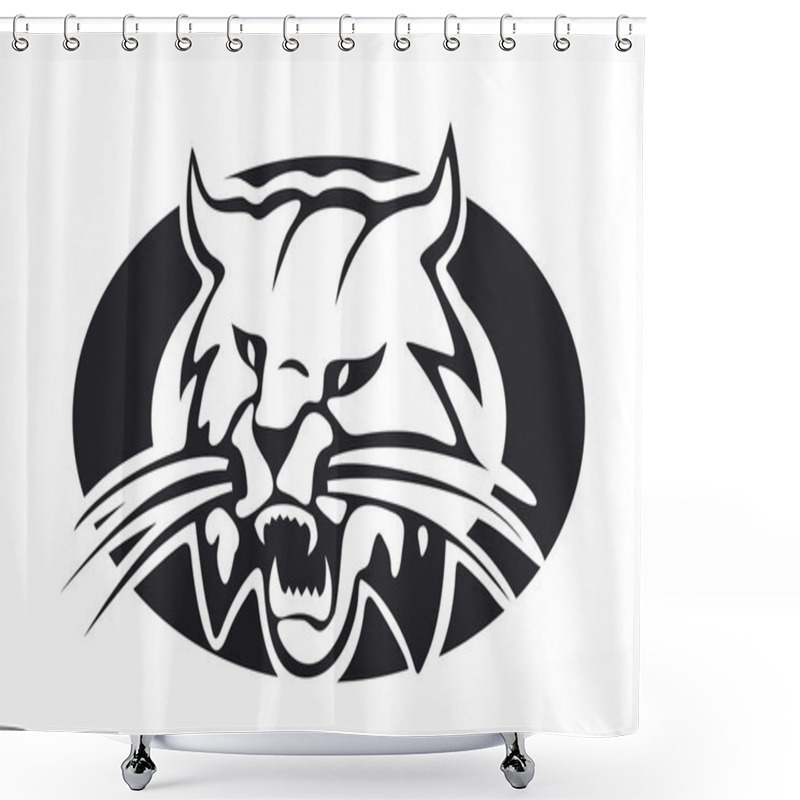 Personality  Bobcat, Lynx With An Open Jaws Vector Shower Curtains