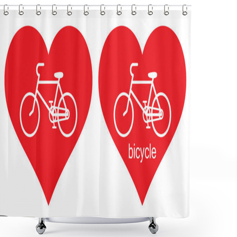 Personality  Vector Image. Heart, Bicycle. I Love My Bike. I Love The Bike. Can Be Used In Stickers, Textiles, Advertisements, Websites. Shower Curtains