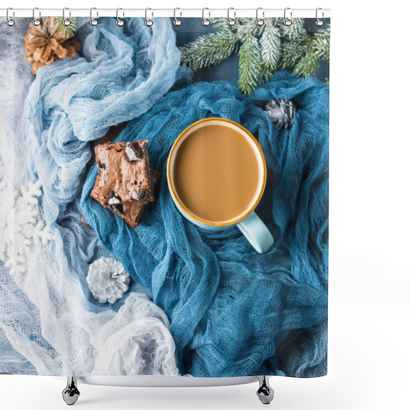 Personality  Cream Cheese Brownies And Coffee With Milk Shower Curtains