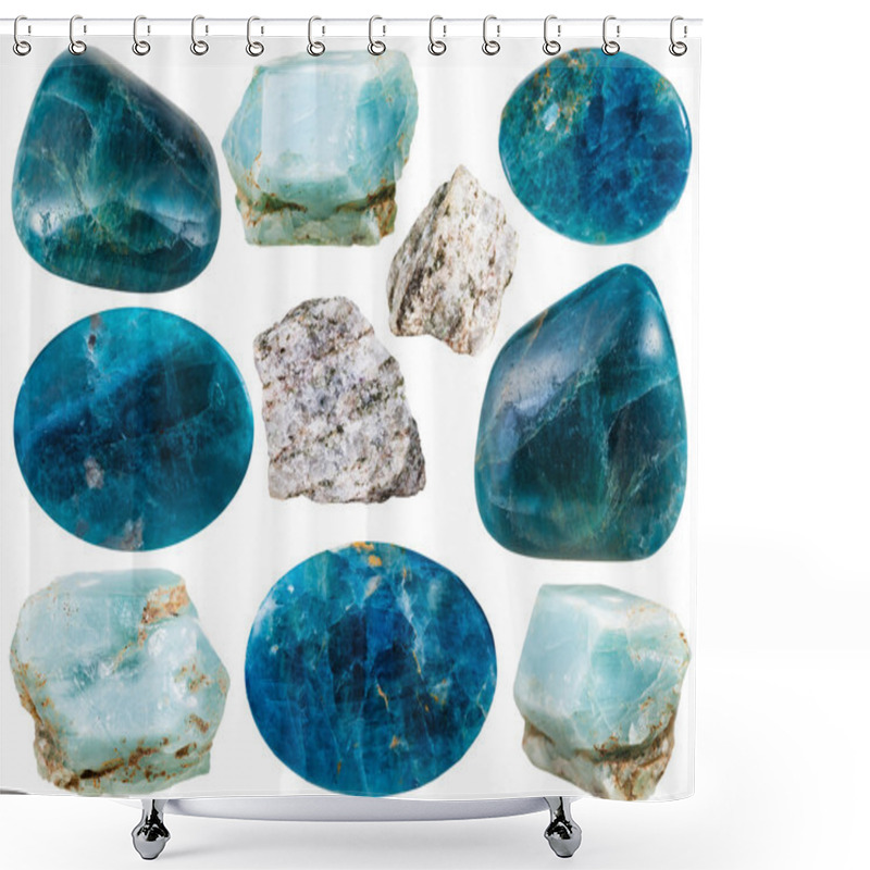 Personality  Set Of Various Apatite Natural Mineral Stones Shower Curtains