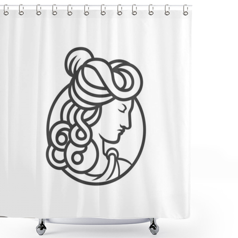 Personality  Greek Goddess Female Logo. Goddess Head Vector Logo Vector Illustration Shower Curtains