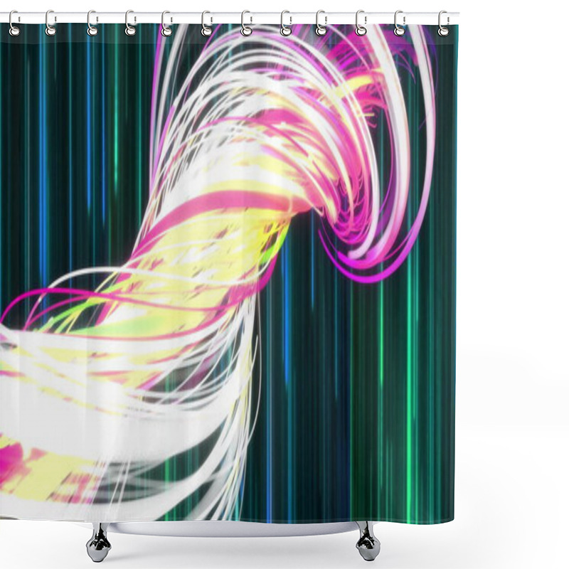 Personality  Image Of Digital Data Processing And Glowing Network Of Connections On Dark Background. Global Connections, Computing And Data Processing Concept Digitally Generated Image. Shower Curtains