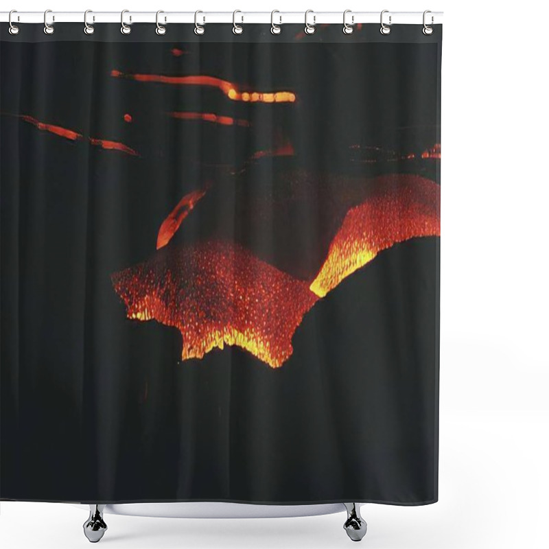 Personality  Molten Lava Flow With Intense Fire In Natural Background Shower Curtains